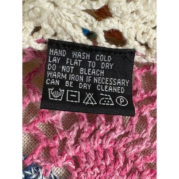 Vintage Carole Little Crochet Patchwork Sweater Women's Small Petite Cottage Y2K - Picture 8 of 8